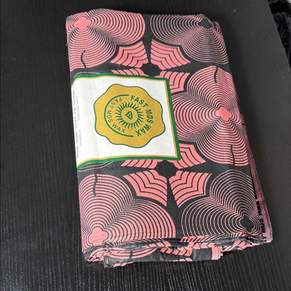 6yds Pink and Black Patterned African Fabric
